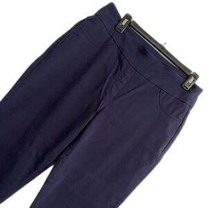 Ruby Rd. 12 Navy Blue Pull On Stretchy Pants, Business Casual, Cropped b36